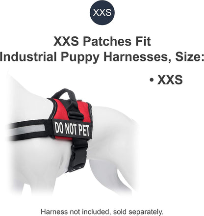 2 Do Not Pet Dog Patch - Reflective Hook-Back Dog Patches for Clear Visibility, Durable Vest Patches for Identification, Compatible with Hook & Loop Vest Gear - XXS 1"X2"