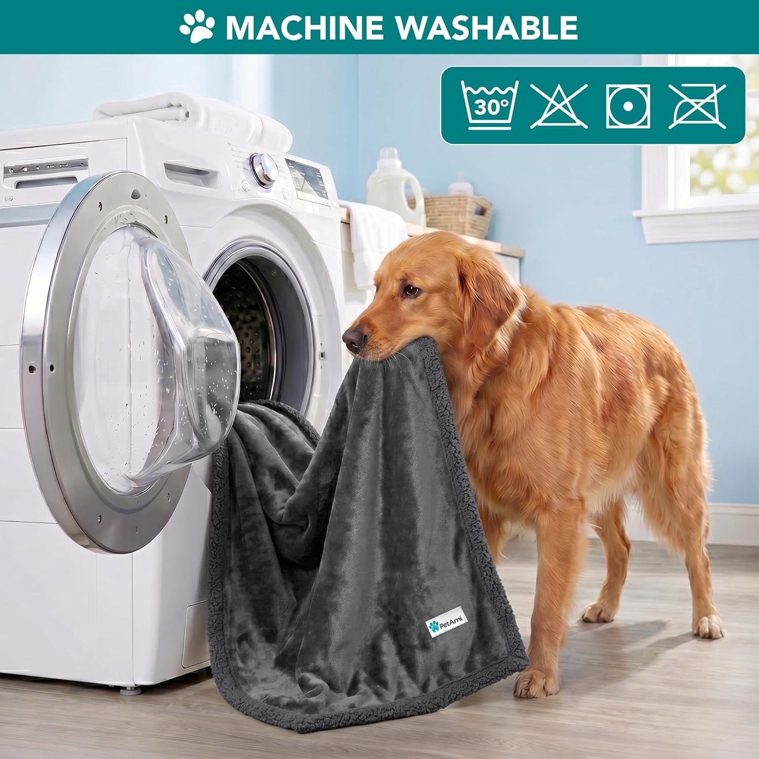 Reversible Fleece Dog Blanket for Small to Medium Pets, Soft Sherpa Throw for Cats and Puppies, Washable Furniture Protector, Mini 29x40 in Solid Dark Gray