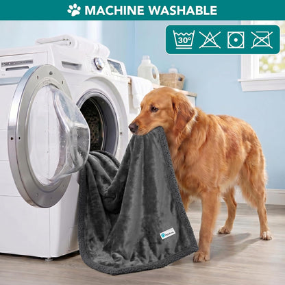 Reversible Fleece Dog Blanket for Small to Medium Pets, Soft Sherpa Throw for Cats and Puppies, Washable Furniture Protector, Mini 29x40 in Solid Dark Gray