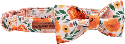Floral Dog Collar with Bow, Comfortable Dog Bowtie, Bowtie Dog Collar Adjustable Girl Dog Collars perfect for Small Medium Large Dogs and Cats