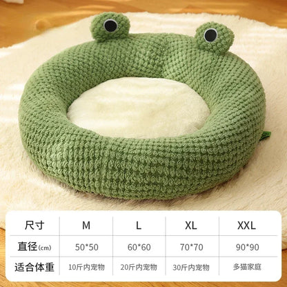 Frog Shape Pet Bed Warm Enclosed with Soft Plush Lining - Comfortable Washable Pet