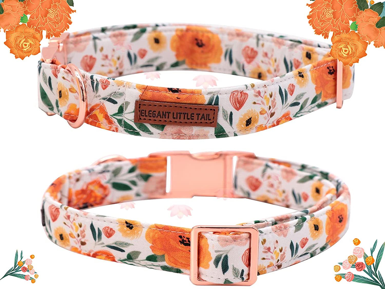 Floral Dog Collar with Bow, Comfortable Dog Bowtie, Bowtie Dog Collar Adjustable Girl Dog Collars perfect for Small Medium Large Dogs and Cats