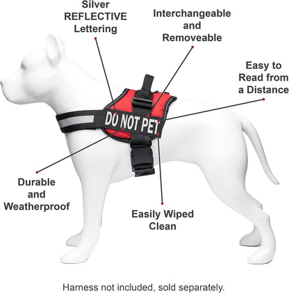 2 Do Not Pet Dog Patch - Reflective Hook-Back Dog Patches for Clear Visibility, Durable Vest Patches for Identification, Compatible with Hook & Loop Vest Gear - XXS 1"X2"