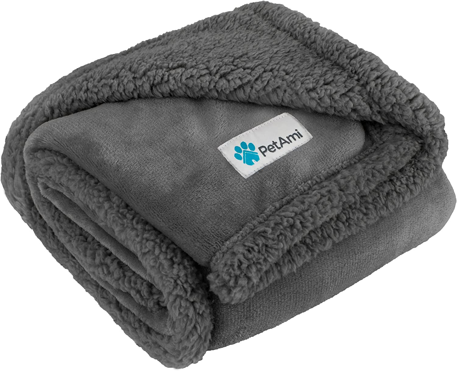 Reversible Fleece Dog Blanket for Small to Medium Pets, Soft Sherpa Throw for Cats and Puppies, Washable Furniture Protector, Mini 29x40 in Solid Dark Gray