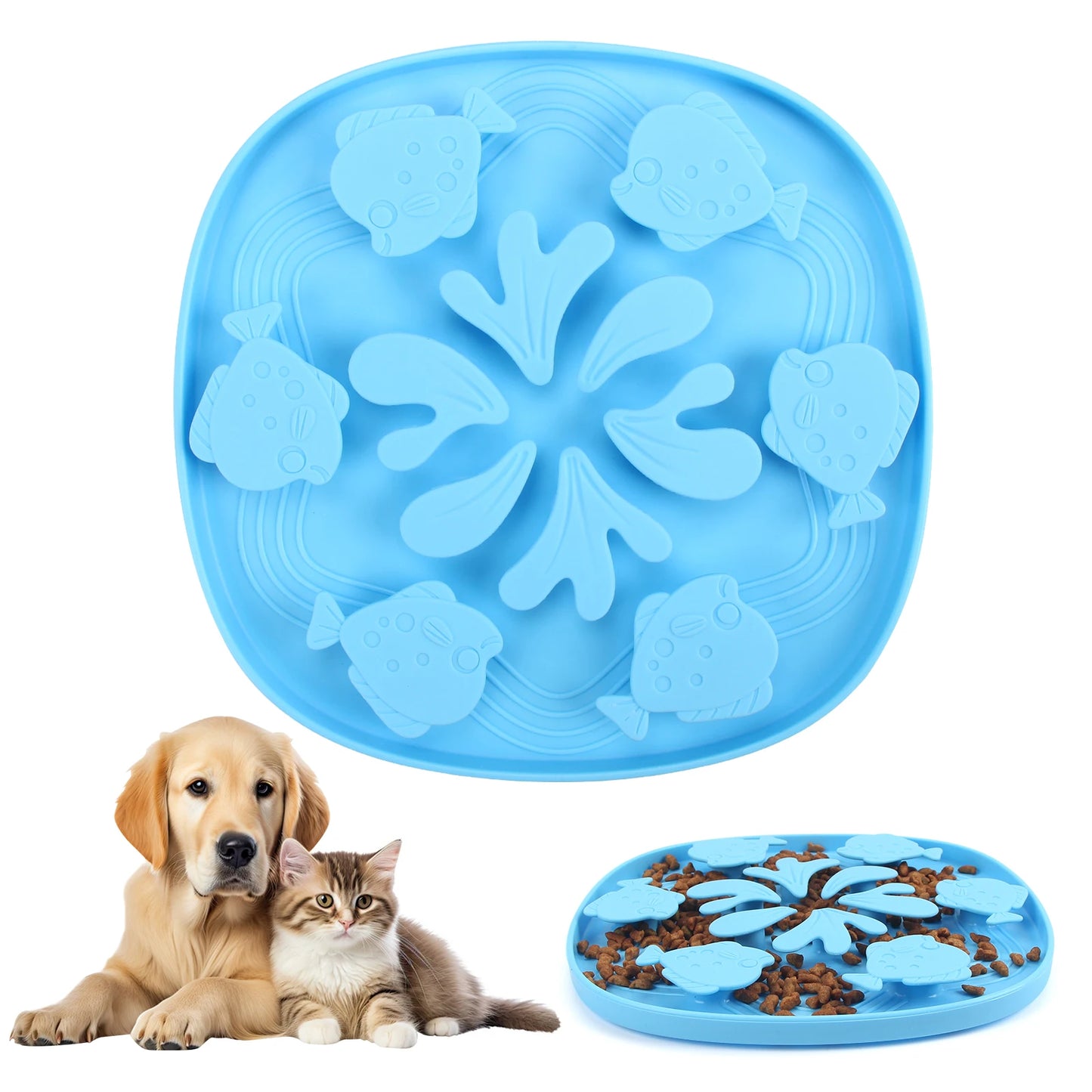 Pet Slow Feeder Pad with Suction Cup Choke Proof Silicone Slow Food Dog and Cat Feeding Products