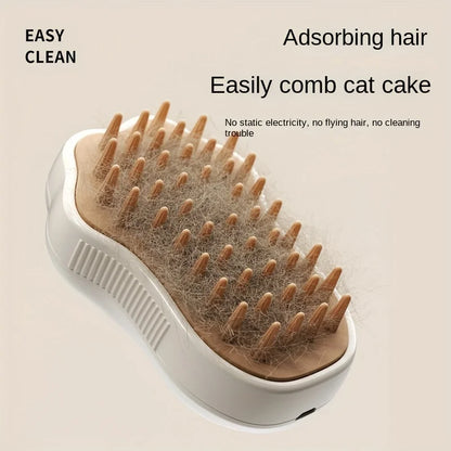 Cat Steam Brush, 3 in 1 Cat Steam Brush Cleaner, Silicone Massage Grooming Brush, Pet Hair Cleaning Brush Comb for Cats and Dogs