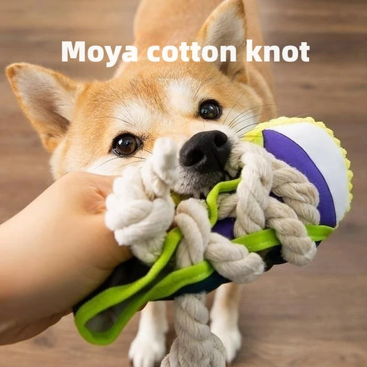 TOWOWO Dog Toys Shoes Pet Cotton Rope Slippers Sound Making Toys Teeth Cleaning Built-In BB Airbag round Ball Bell Various
